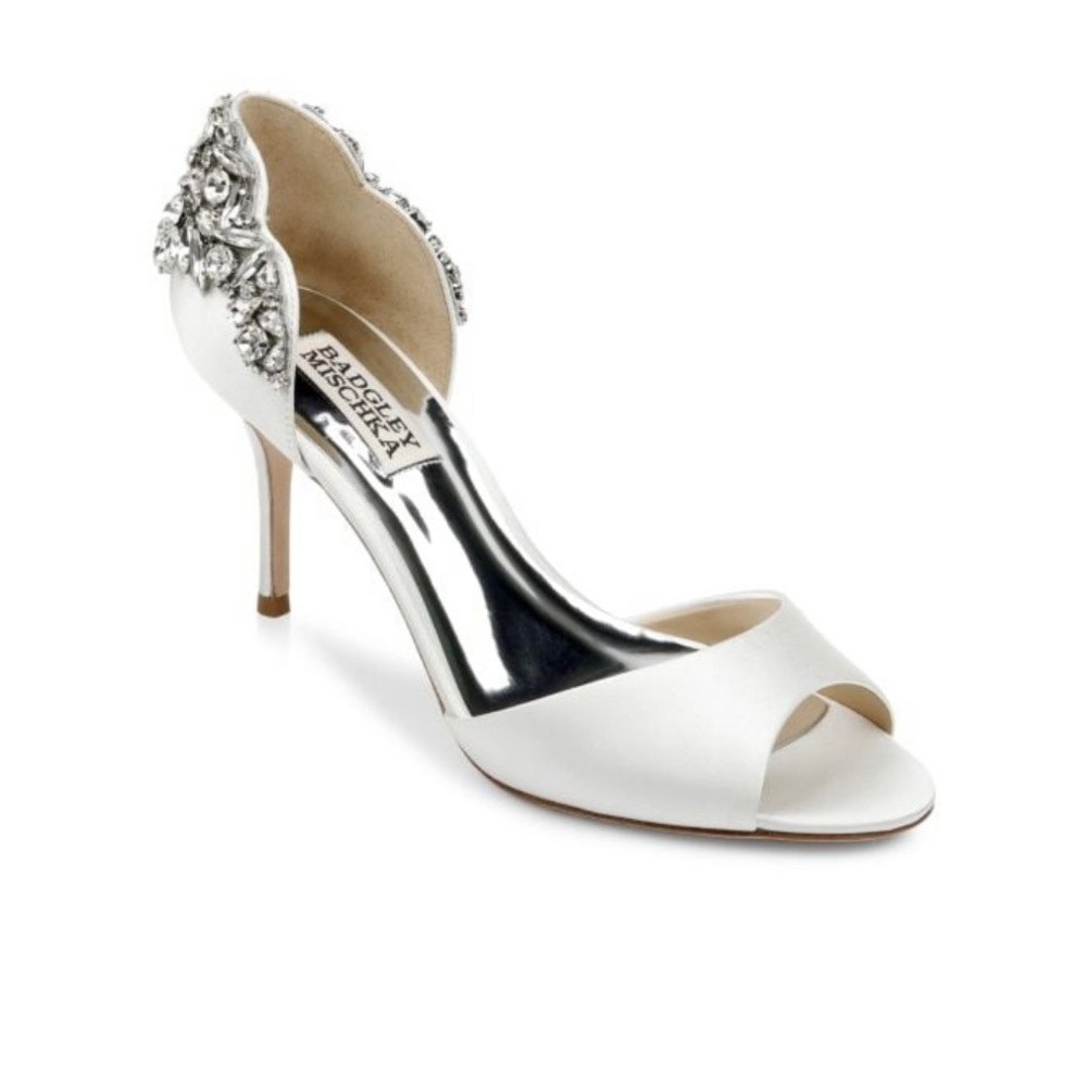 Badgley Mischka Size 10 (Celeste) Open Toe Jeweled Heels